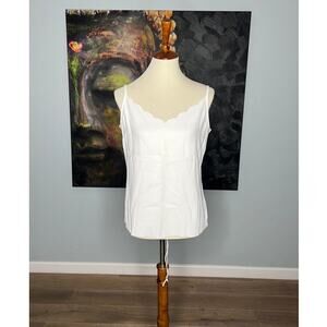 NWT Ted Baker White Polyester Tank top scalloped neckline size 3 M 8-10